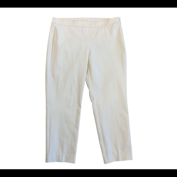 𝅺EILEEN Fisher Ivory cream Organic Cotton Stretch Slim Capri Pants Sz M - Picture 3 of 14